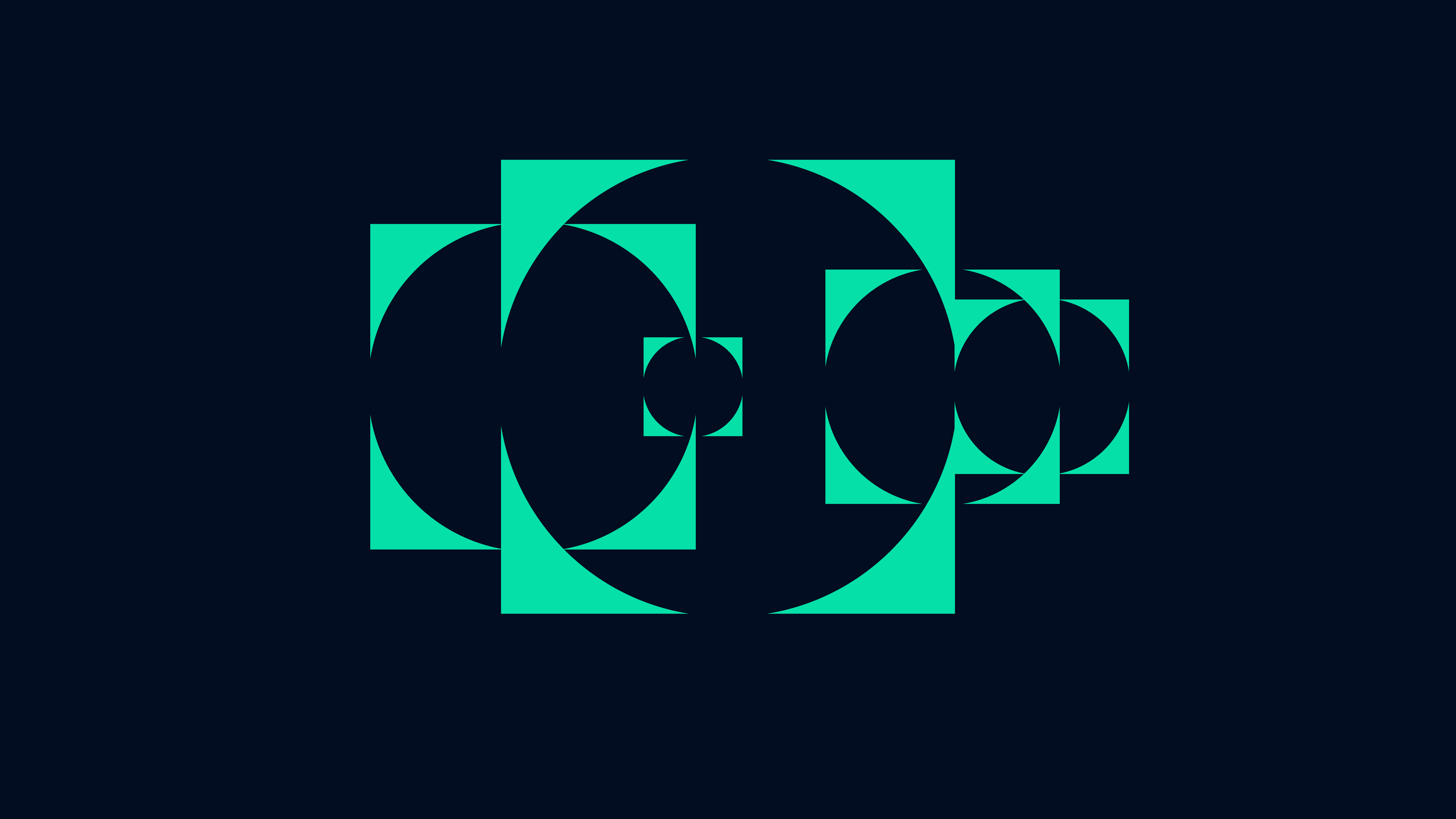Abstract green geometric shapes resembling sound waves or drum patterns on a dark blue background perfect for Ambient Recording Synchron Drums III.