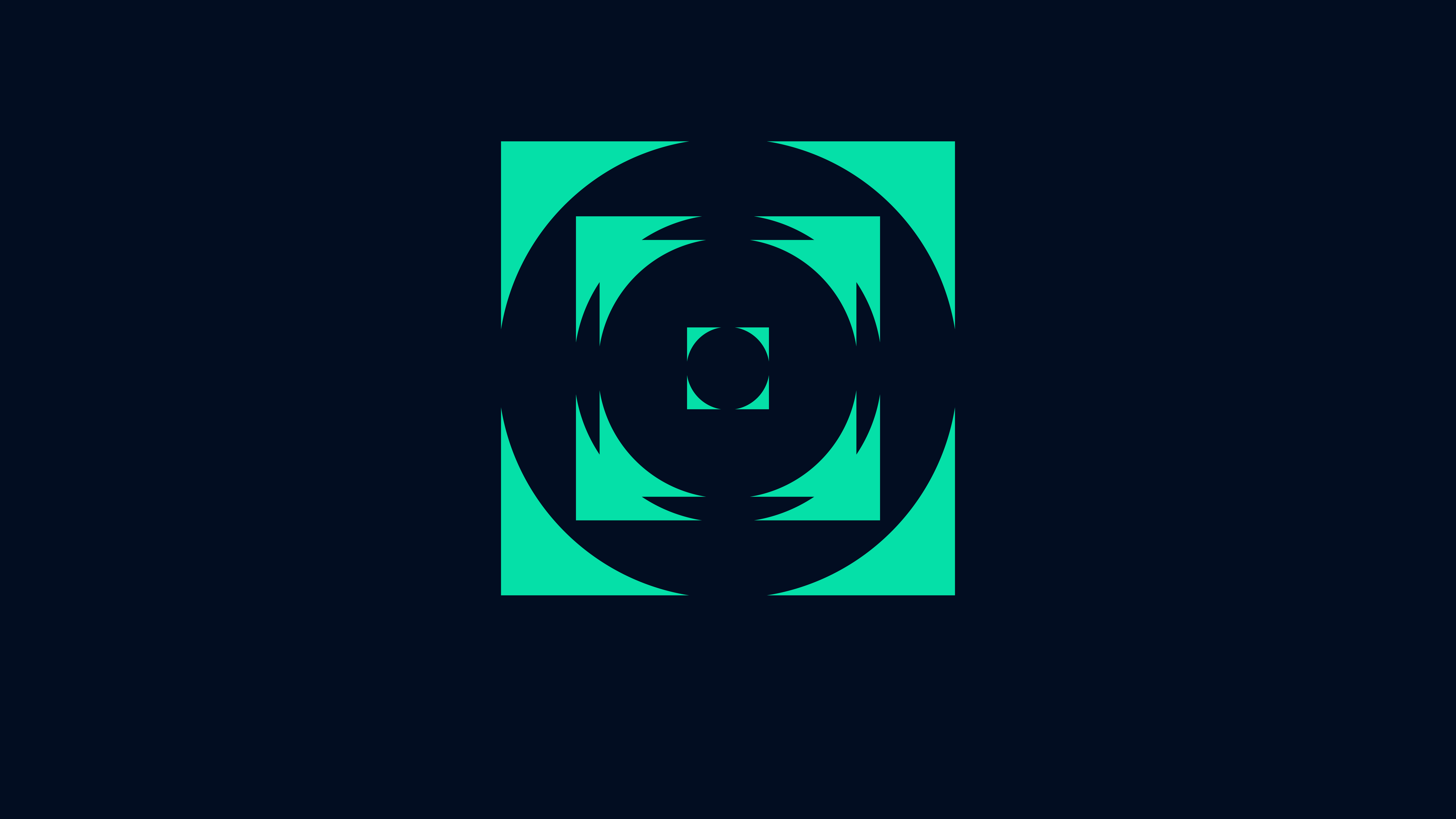 Abstract soundwaves or target symbol in green surrounded by black, representing ambient recording and orchestral percussion.
