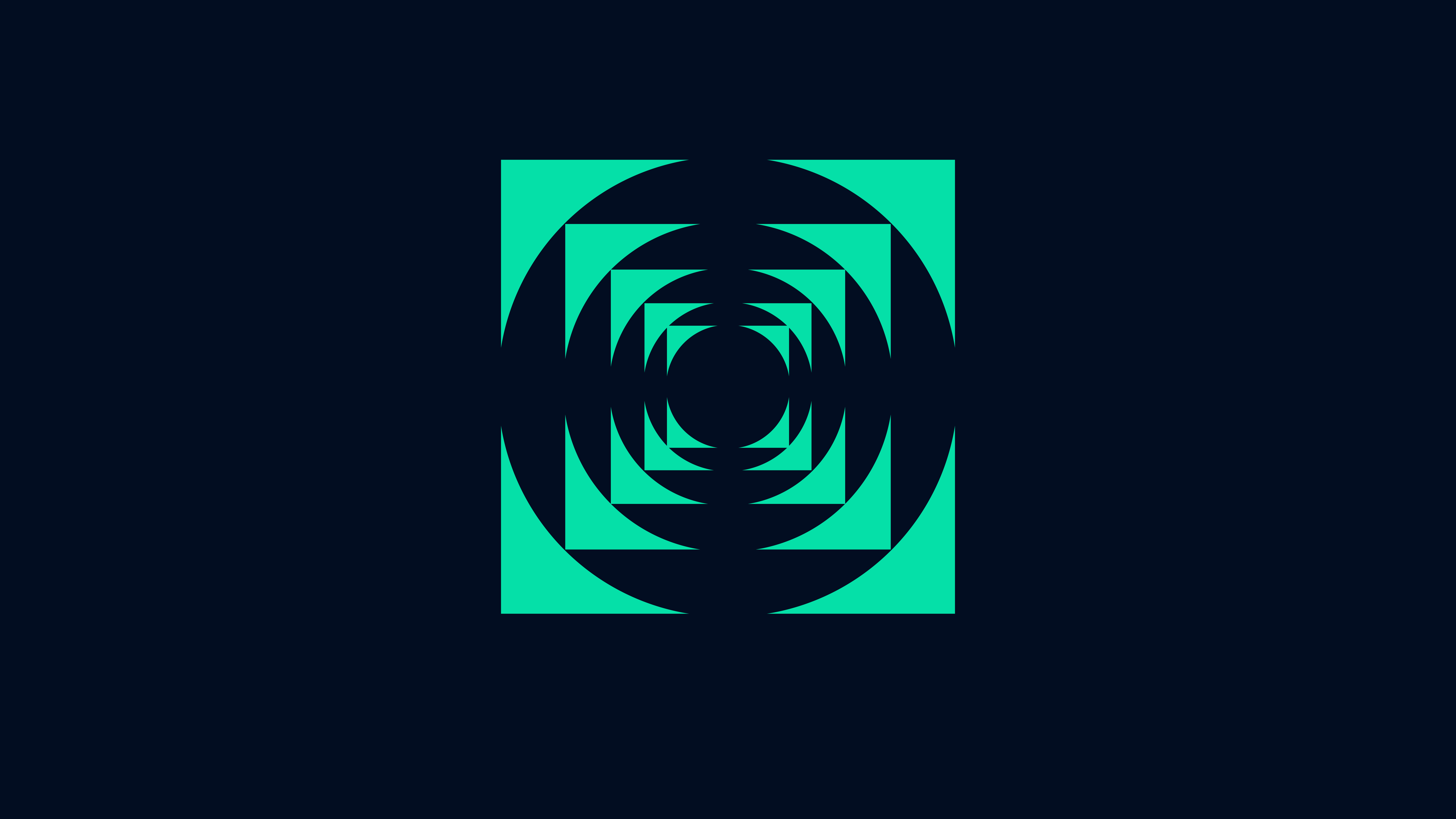 Abstract lime green geometric pattern on a dark blue background representing Synchron Percussion III.