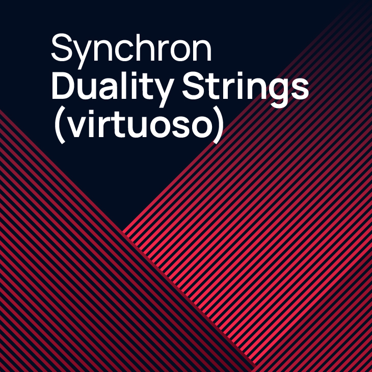 Synchron Duality Strings (virtuoso) title with red and black diagonal stripes