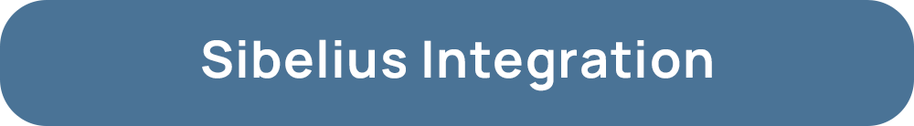 Sibelius Integration text on a blue background, indicating software integration features.
