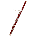 Used bassoon instrument isolated on a black background, showcasing its rich brown wood and silver keys.