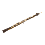 Dark brown classical oboe musical instrument with gold keys