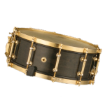Black and gold snare drum, musical percussion instrument.